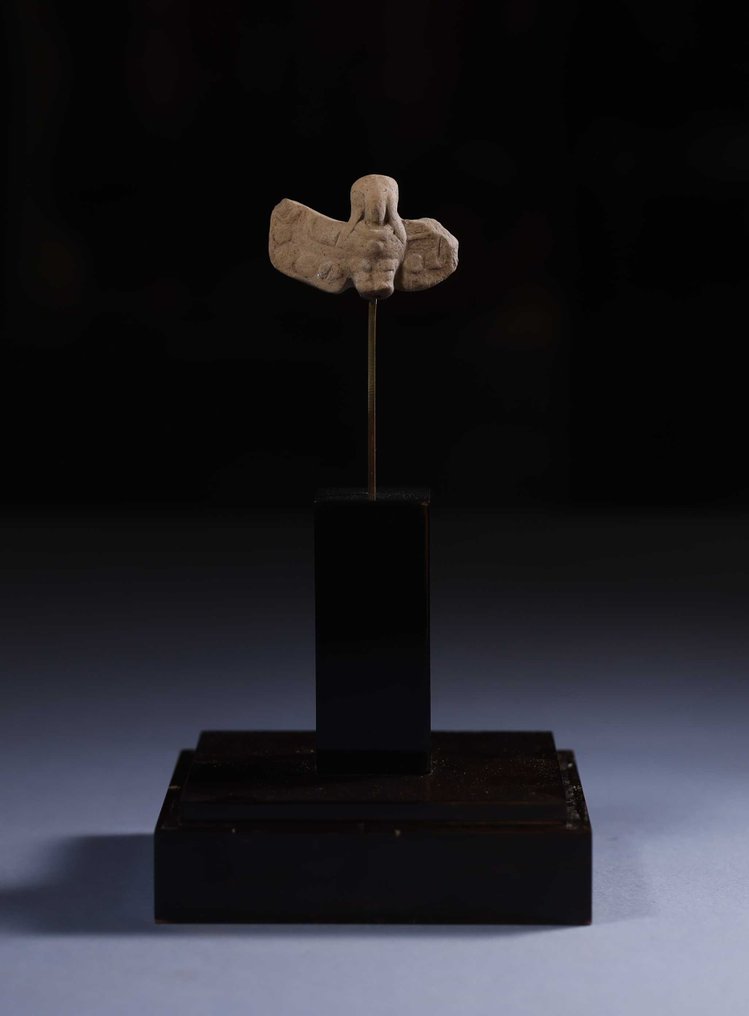 前哥倫布時代 賈馬·科克雕塑。西班牙出口許可證。包括支架和骨灰盒。 - 4 cm #2.2
