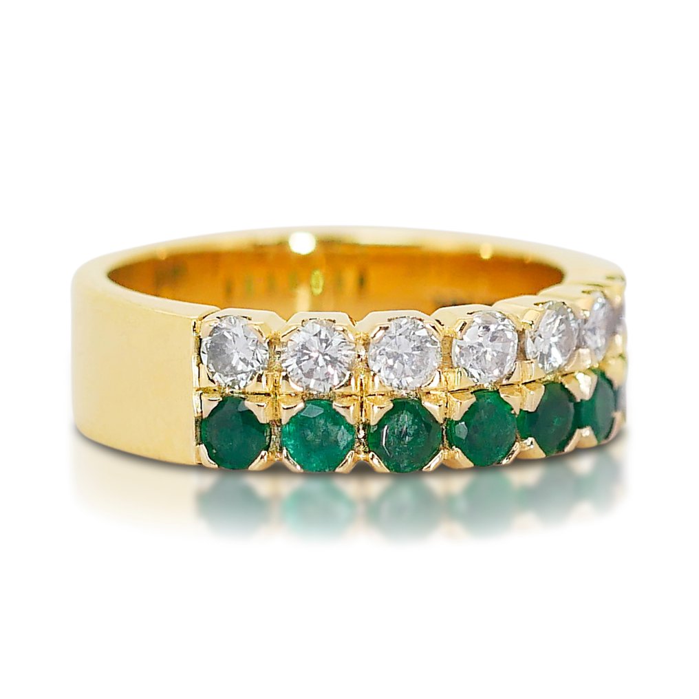 Ring Yellow gold Emerald - Diamond #1.2