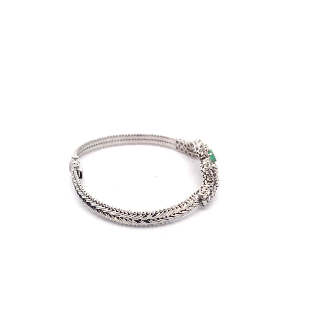 Armband Vittguld Smaragd - Diamant #1.2