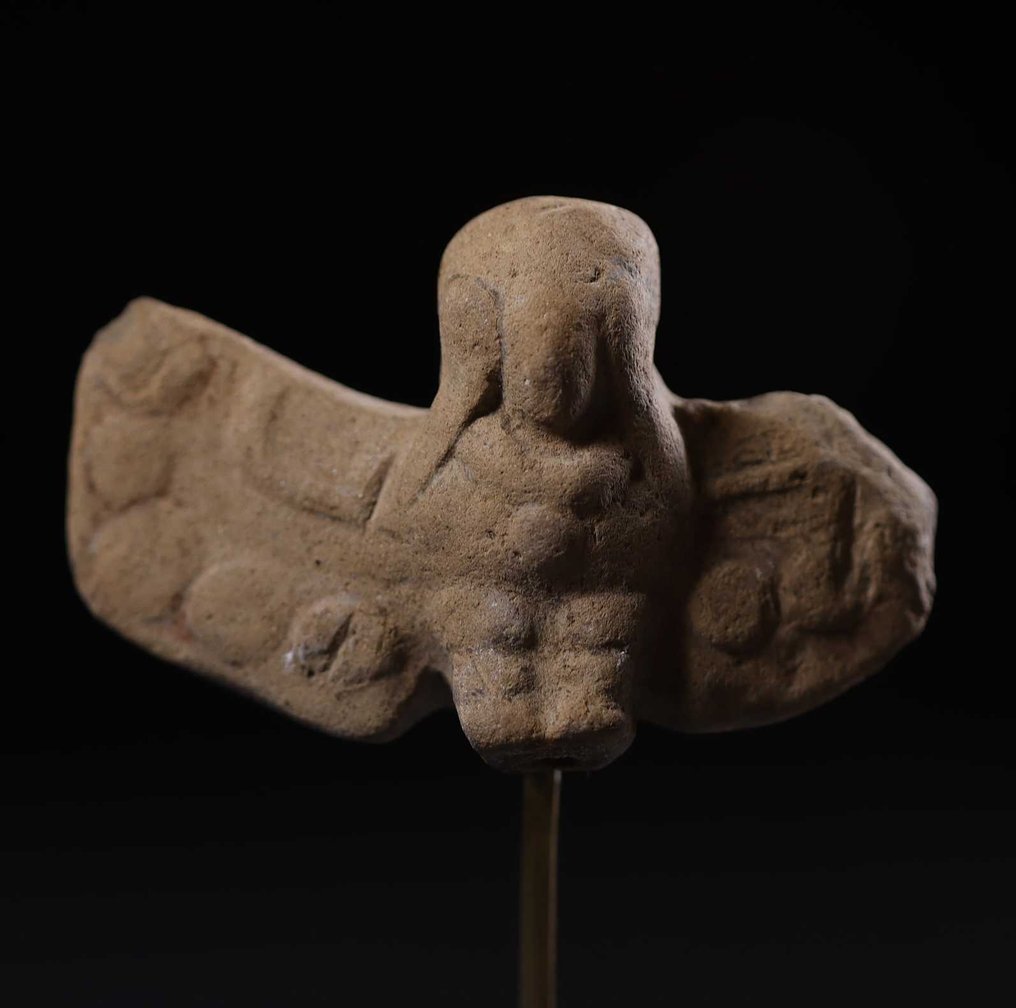 Præcolumbiansk Jama Coaque skulptur. Spansk eksportlicens. Stativ og urne medfølger. - 4 cm #1.1