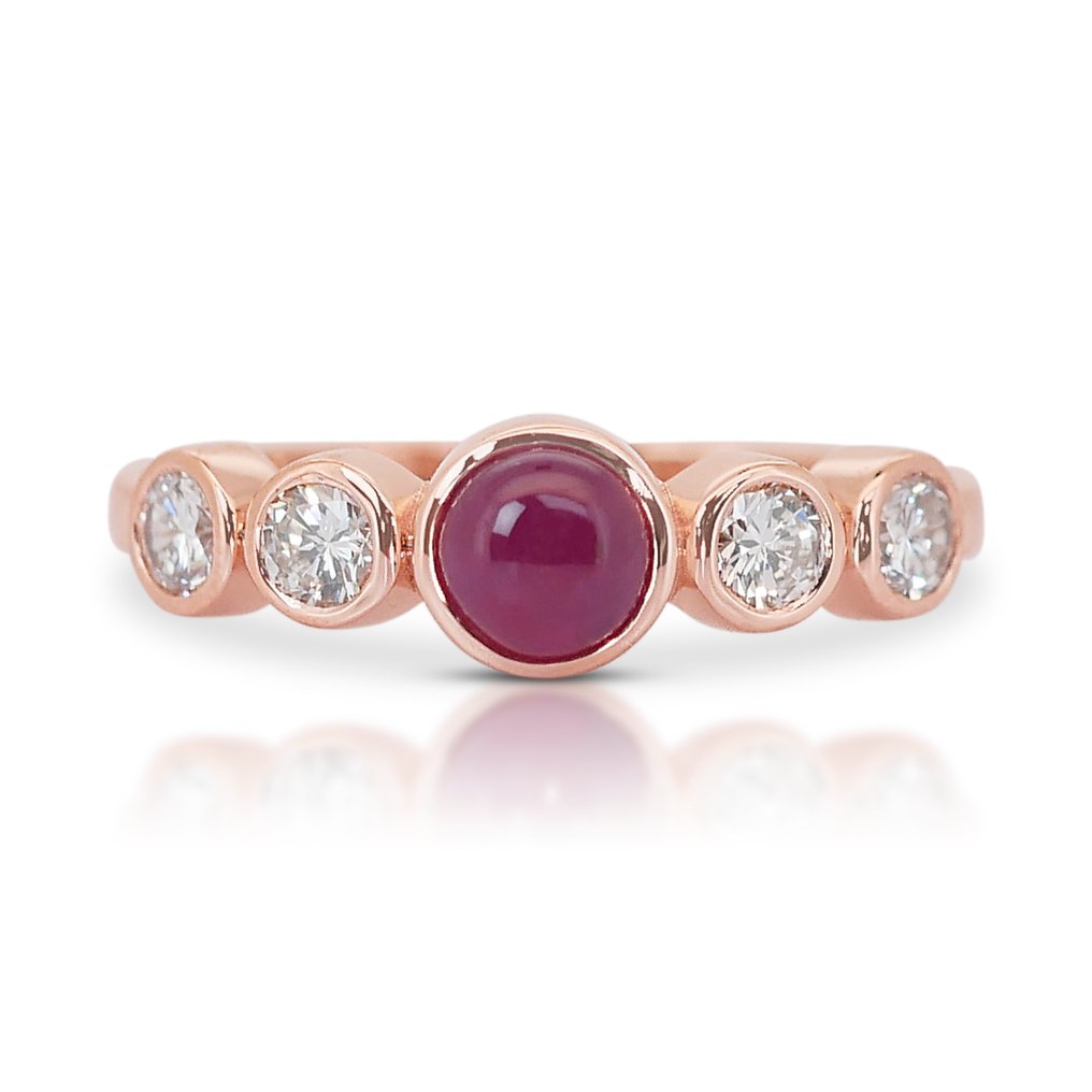 Inel Aur roz Rubin - Diamant  #1.1
