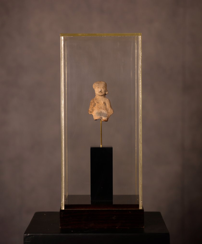 Tumaco La Tolita pré-colombiano escultura, com Licença de Exportação Espanhola. Suporte e urna incluídos. - 8 cm #1.2