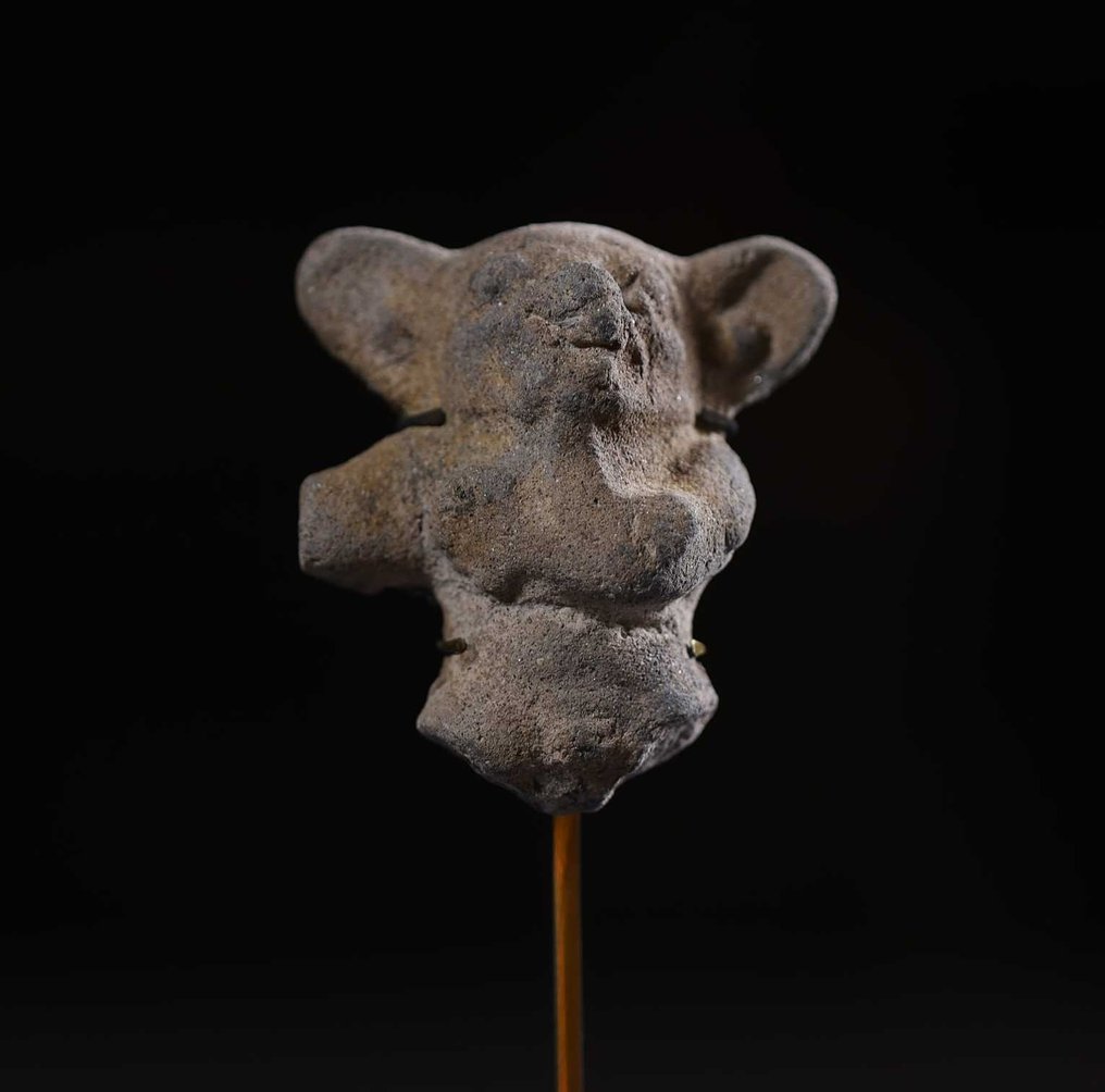 Précolombien Sculpture Tumaco La Tolita. Licence d'exportation espagnole. Support et urne inclus. - 5 cm #1.1