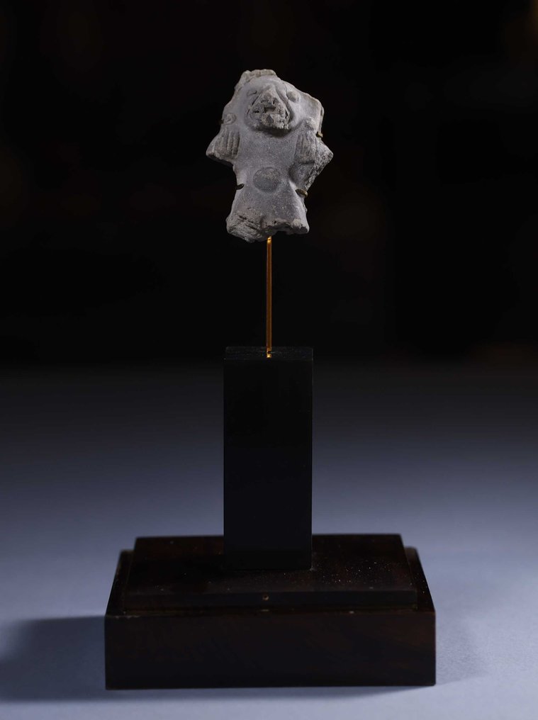 precolumbian Sculptură Tumaco La Tolita cu licență de export spaniolă. Stand și urna incluse. - 9 cm #2.2