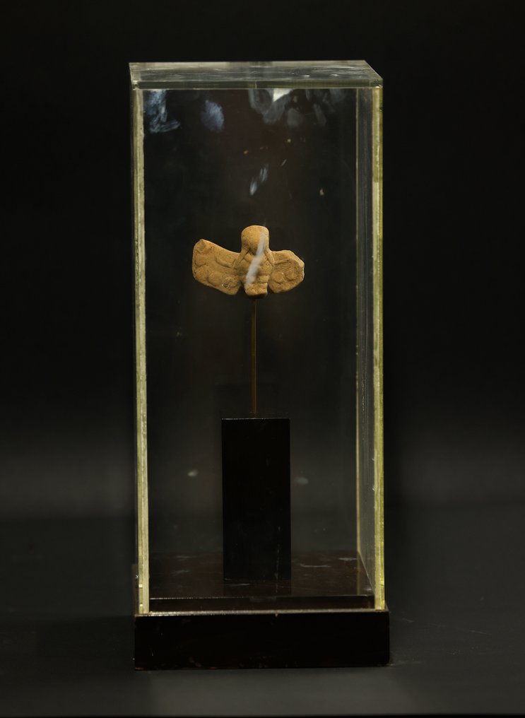 前哥倫布時代 賈馬·科克雕塑。西班牙出口許可證。包括支架和骨灰盒。 - 4 cm #2.1