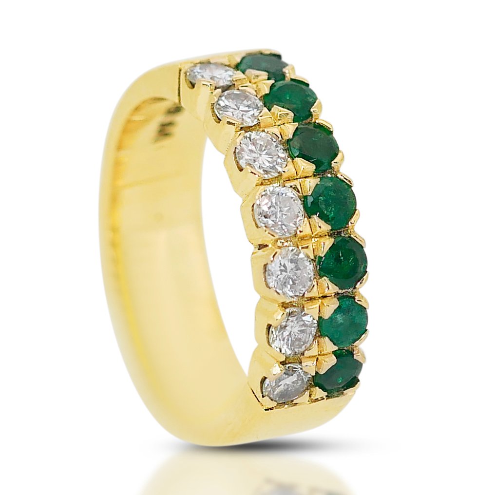 Ring Yellow gold Emerald - Diamond #2.1