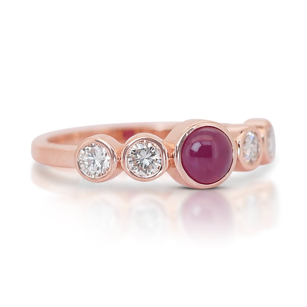 Δαχτυλίδι Ροζ χρυσό Ρουμπίνι - Διαμάντι #1.2