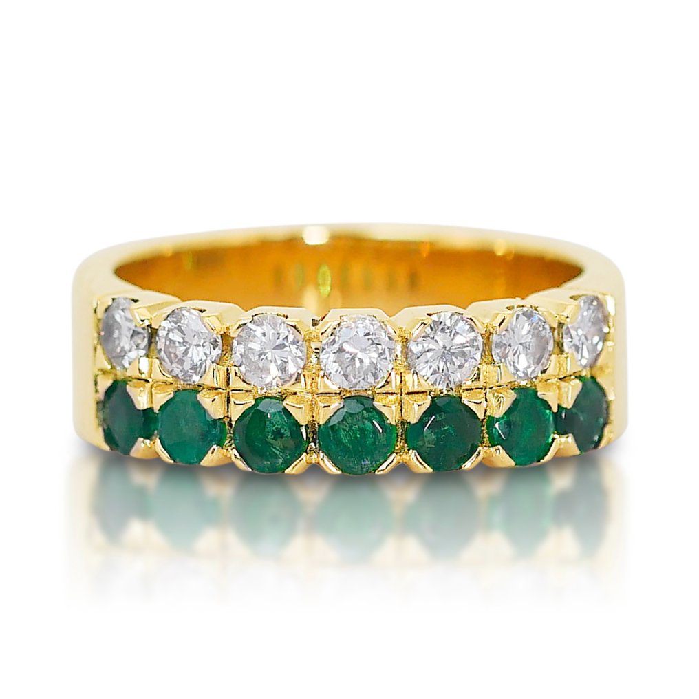 Anello Oro giallo Smeraldo - Diamante  #1.1