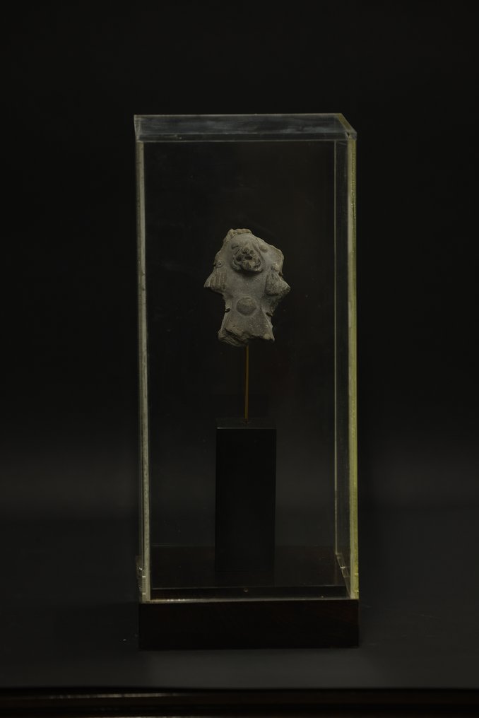 precolumbian Sculptură Tumaco La Tolita cu licență de export spaniolă. Stand și urna incluse. - 9 cm #2.1