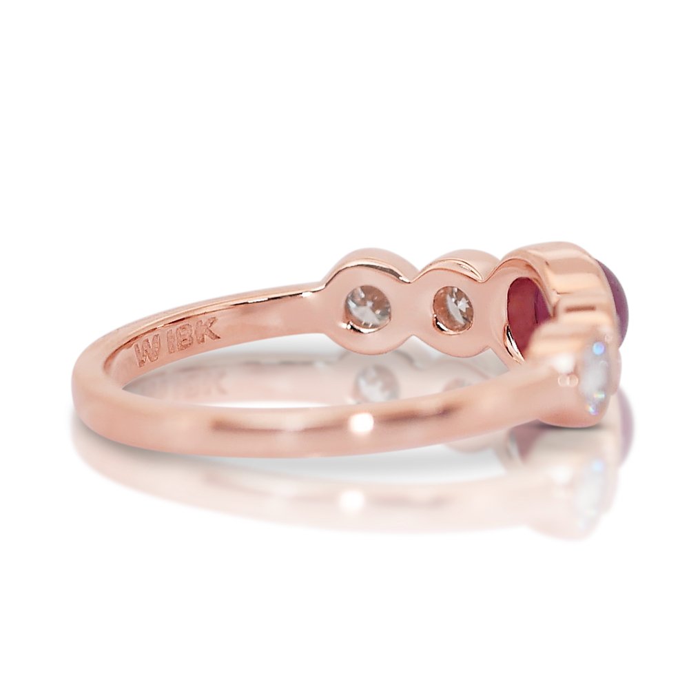 Inel Aur roz Rubin - Diamant  #2.1