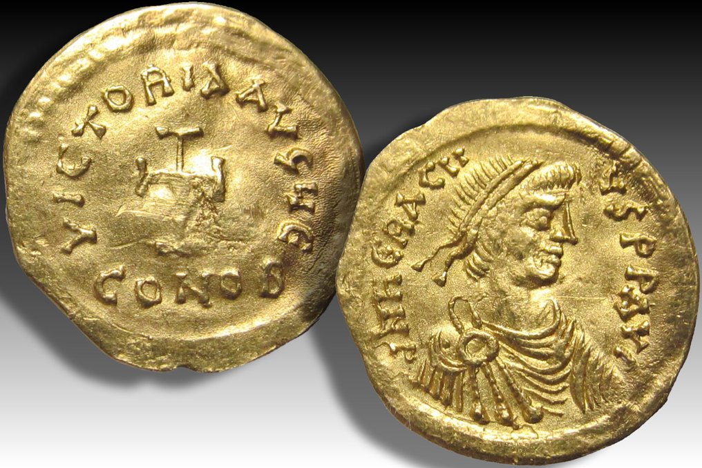 Imperium bizantyjskie. Herakliusz (610-641 n.e.). Tremissis Constantinople mint, 5th officina circa 610-613 A.D. #2.1