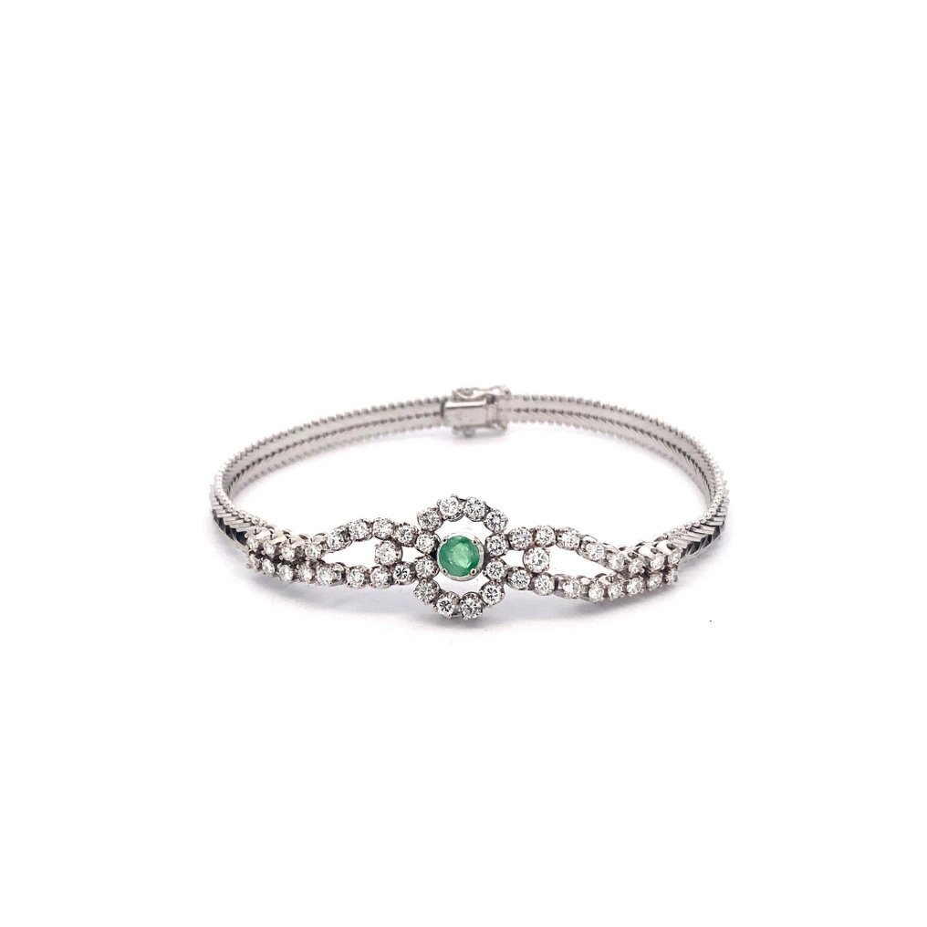 Armbånd Hvidguld Smaragd - Diamant #1.1