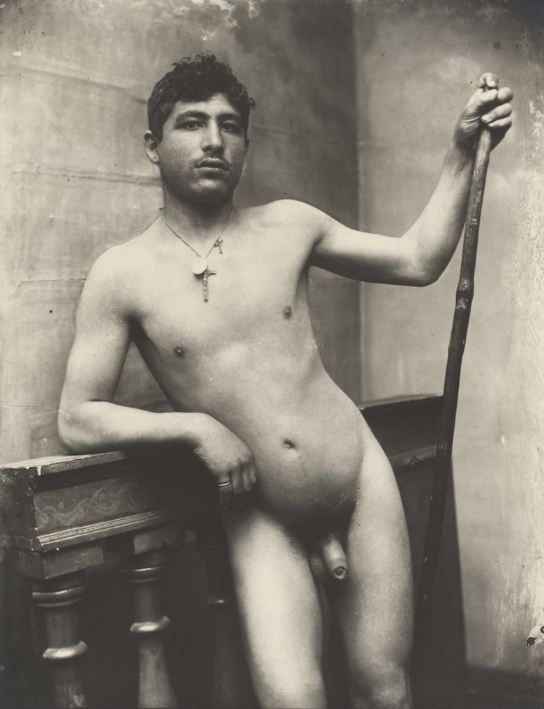 Wilhelm Von Gloeden (1856–1931) - Nude Male with Staff and Crucifix Necklace (about 1885–1905) #1.2