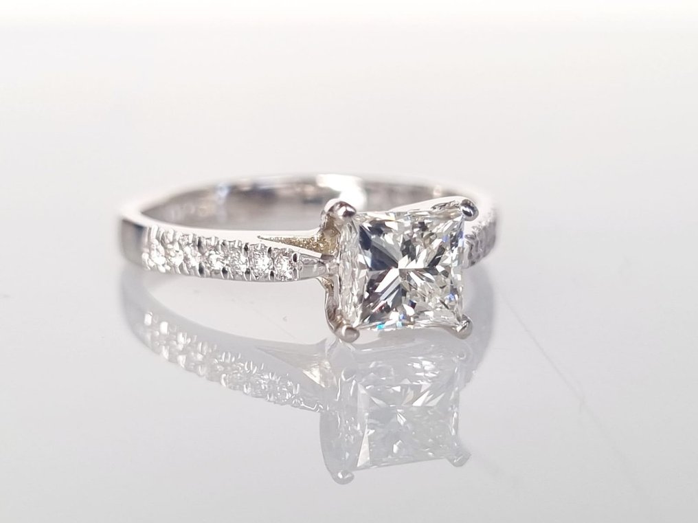 Anel de noivado Ouro branco Diamante  (Natural) - Diamante #2.1