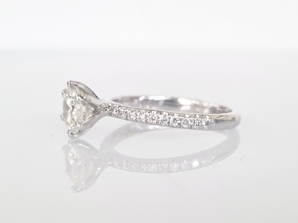 Anel de noivado - 14 K Ouro branco -  1.21 tw. Diamante  (Natural) - Diamante #2.2