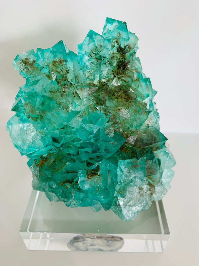 Fluorit Krystaller i indlejring - Højde: 9 cm - Bredde: 8.5 cm- 430 g #1.2