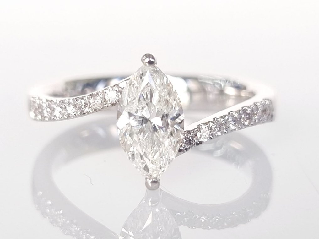 Koktél gyűrű Fehér arany Gyémánt  (Természetes) - Gyémánt  #1.1