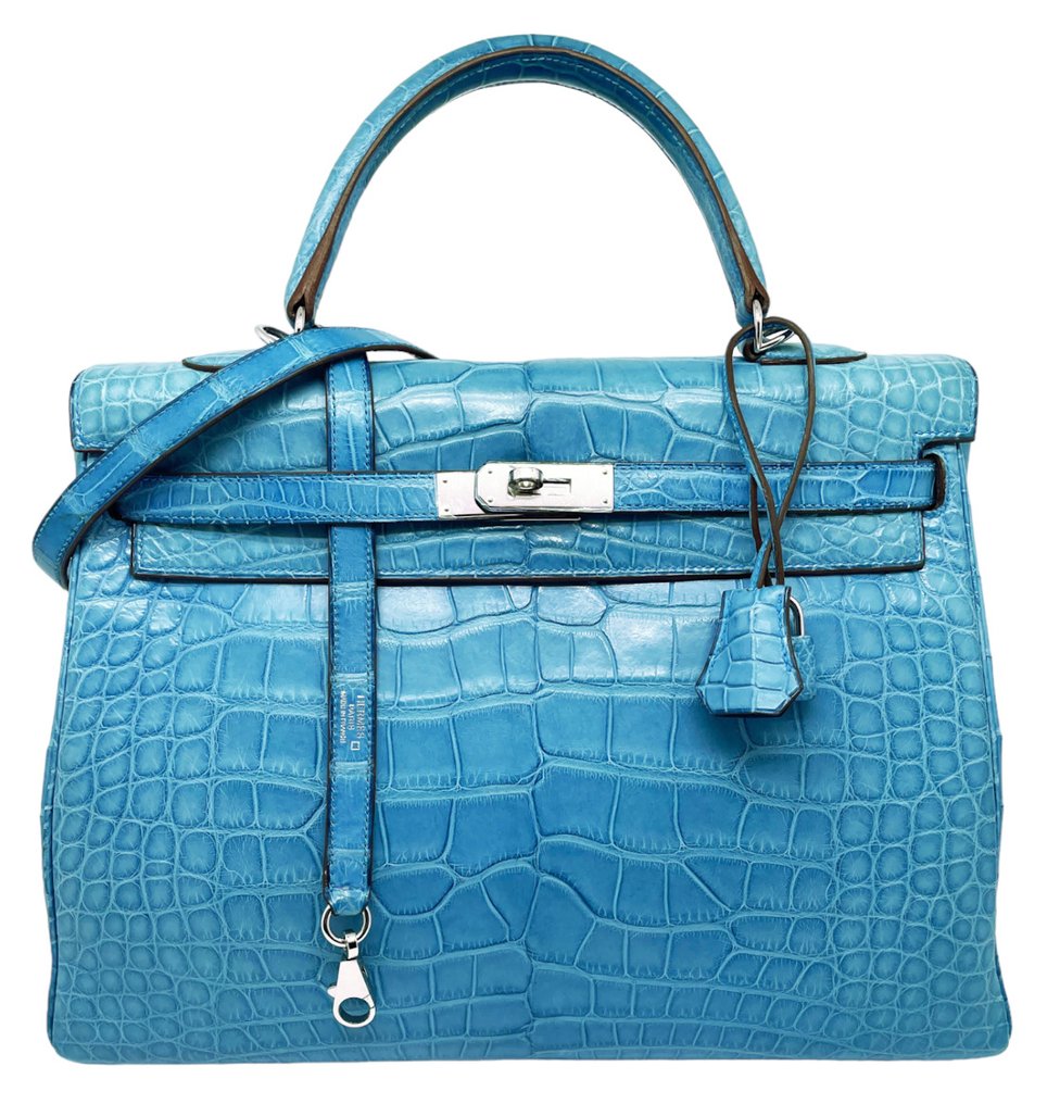 Hermès - Kelly retourné 35 en cuir Alligator mat Mykonos - Handtasche #1.1