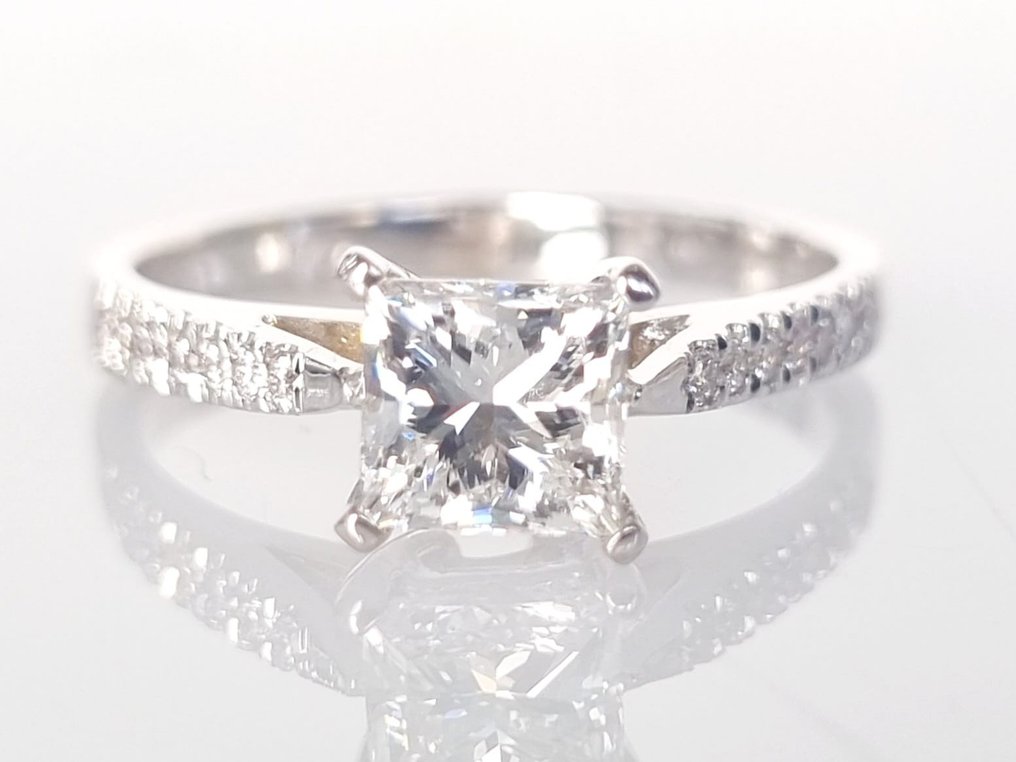 Anel de noivado Ouro branco Diamante  (Natural) - Diamante #1.1