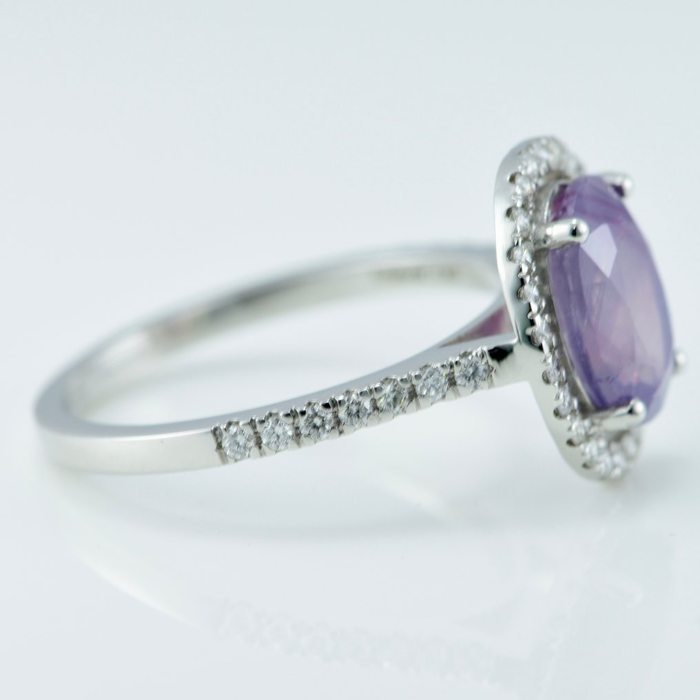 Ring Platina -  2.95ct. tw. Safir - Diamant - Kashmir ursprung Safir #2.1