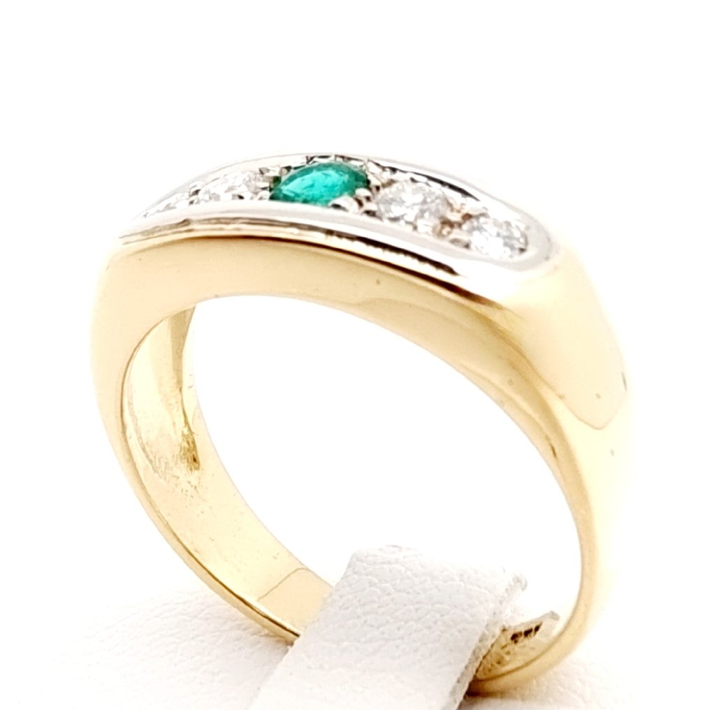Ring Gult guld Smaragd - Diamant #2.1