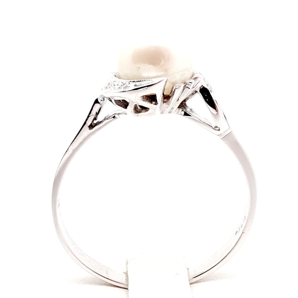 Pierścionek Białe złoto Perła - Diament #2.1