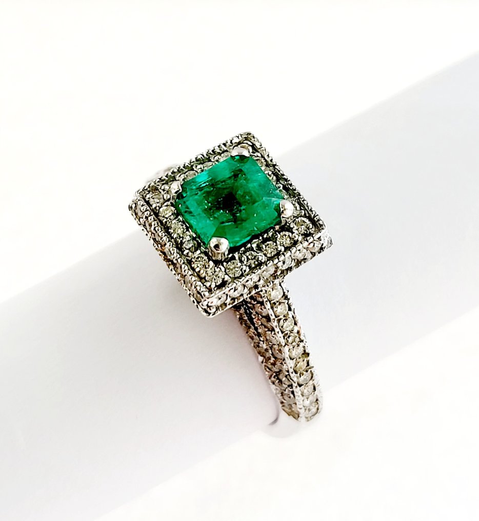 Ring Hvidguld Smaragd - Diamant #1.2