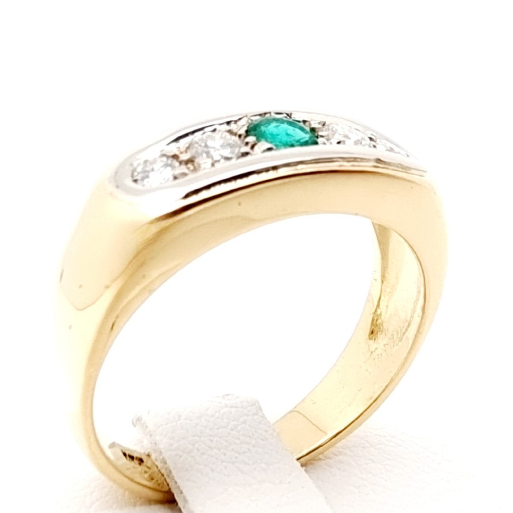 Ring Gulguld Smaragd - Diamant #1.2