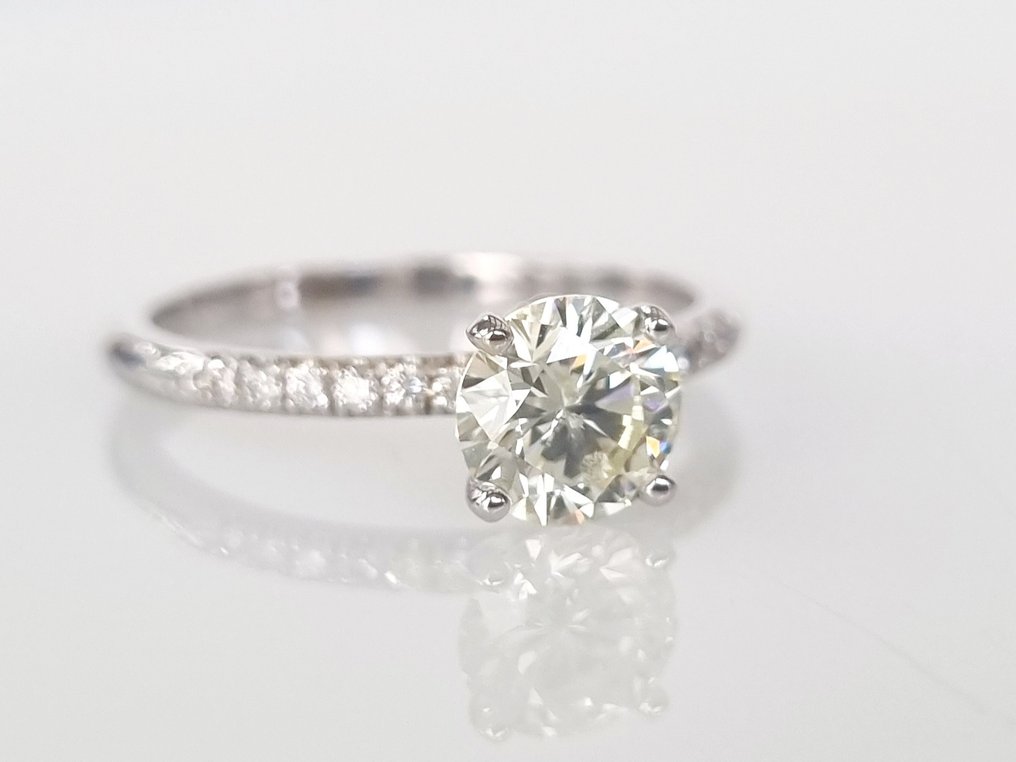 Anillo de compromiso - 14 quilates Oro blanco -  1.13 tw. Diamante  (Natural) - Diamante #2.1