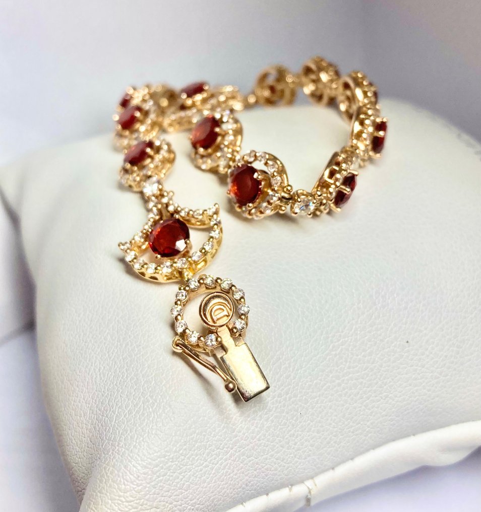 Damiani - Tennis bracelet - 11.20 ct Luxury Rose gold Diamond - Garnet #3.1
