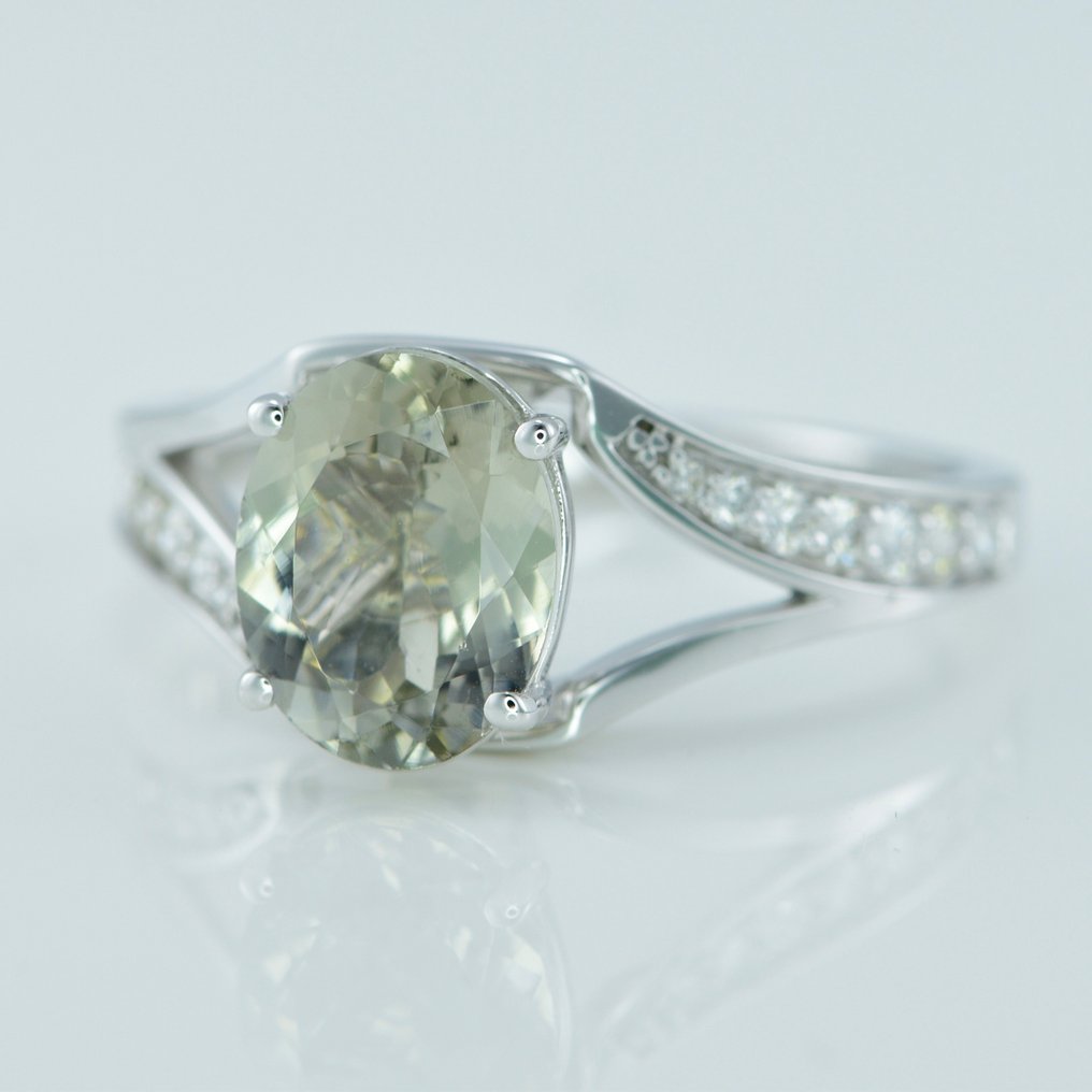 戒指 - 14K包金 白金 -  1.98ct. tw. 电气石 - 钻石 - 个性戒指 #2.1