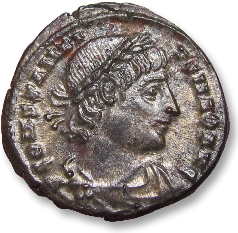 Empire romain. Constantius II as Augustus. Follis Egypt, Alexandria 337-340 A.D. - scarce issue + much original silvering (not often seen) #1.1