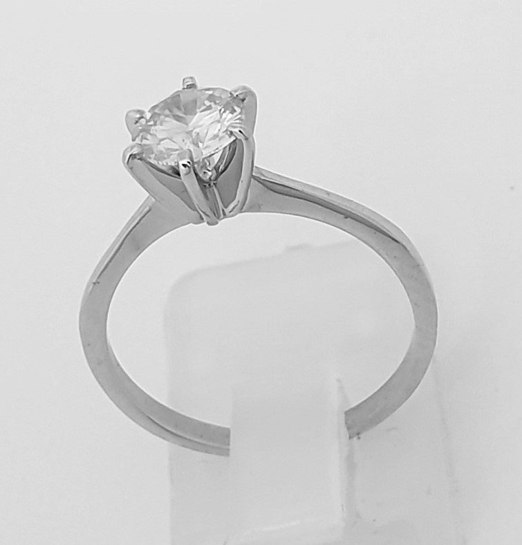 Gyűrű Fehér arany, E/SI1 Gyémánt  (Természetes) #1.2