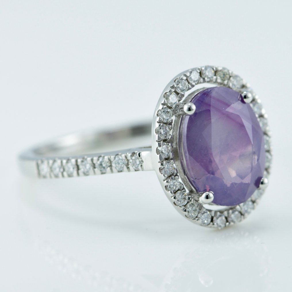 Ring Platinum -  2.95ct. tw. Sapphire - Diamond - Kashmir origin Sapphire #1.2