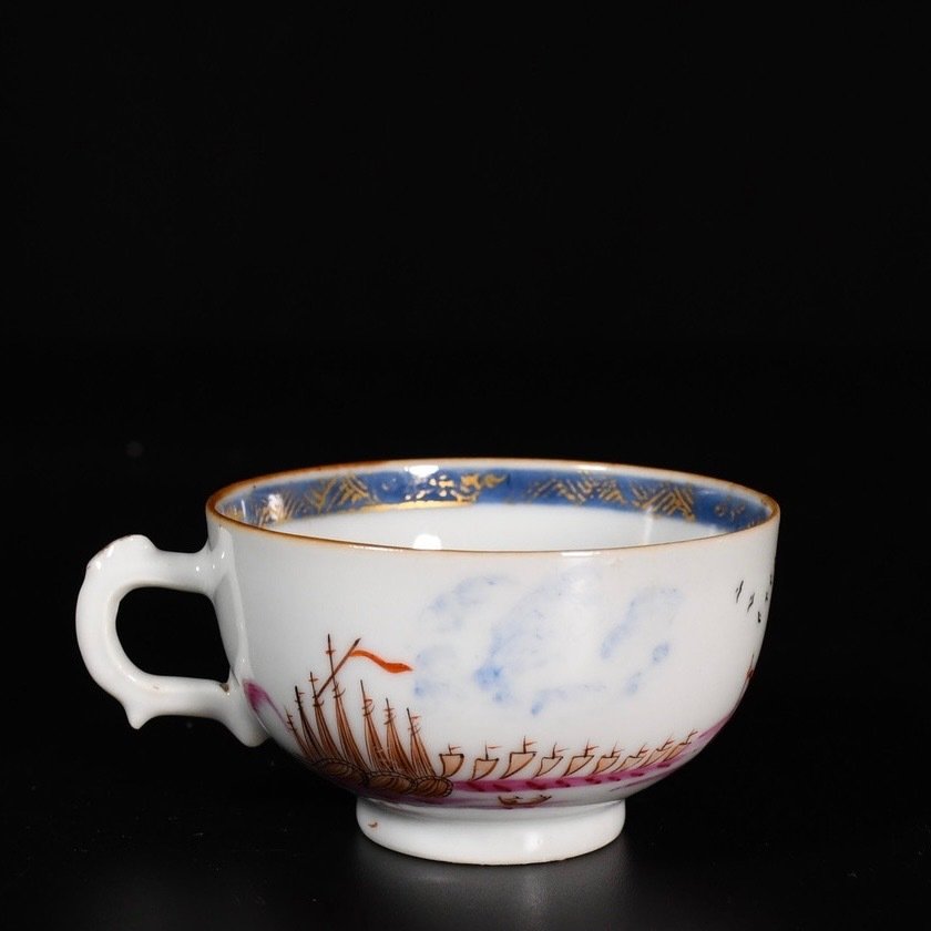 Kuppi ja aluslautanen - Tasse et sa soucoupe en porcelaine décorée dans le style de Meissen - Posliini #2.1