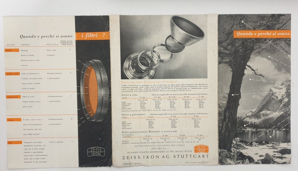 Cataloghi d'epoca Cataloghi Carl Zeiss Jena PROXAR DISTAR ZEISS e Zeiss Ikon FILTRI Originali d'epoca Analogue camera #3.2