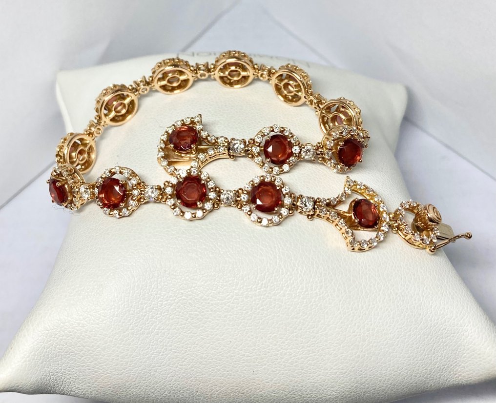 Damiani - Tennis bracelet - 11.20 ct Luxury Rose gold Diamond - Garnet #1.1