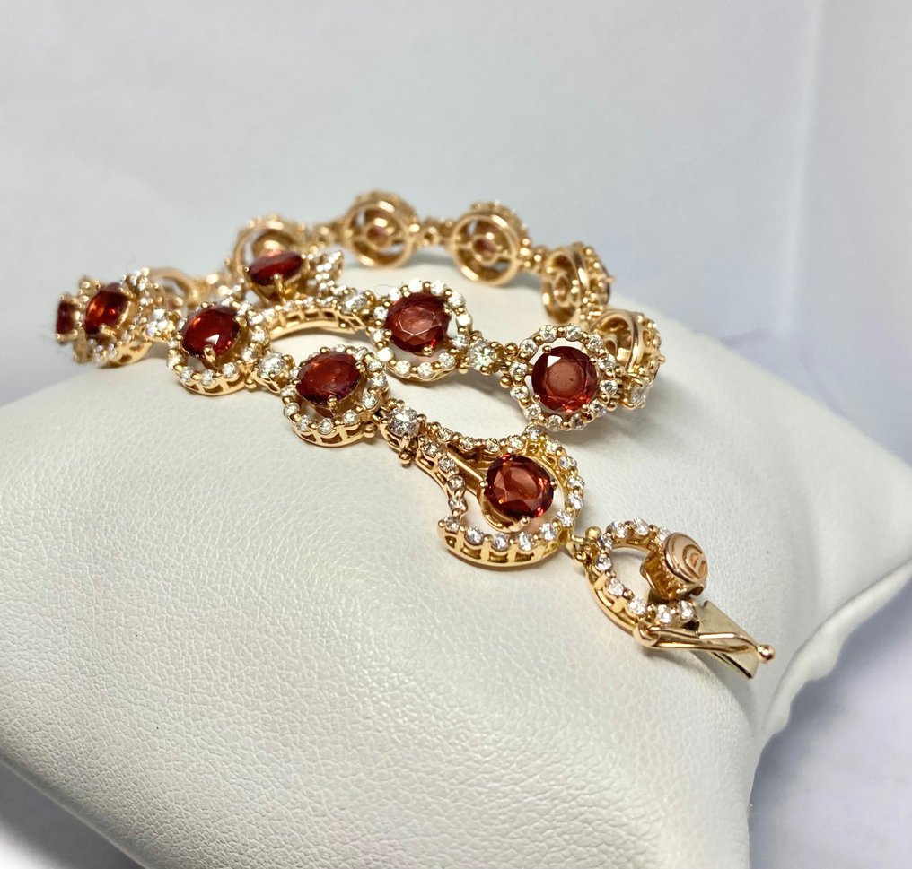 Damiani - Tennis bracelet - 11.20 ct Luxury Rose gold Diamond - Garnet #2.1