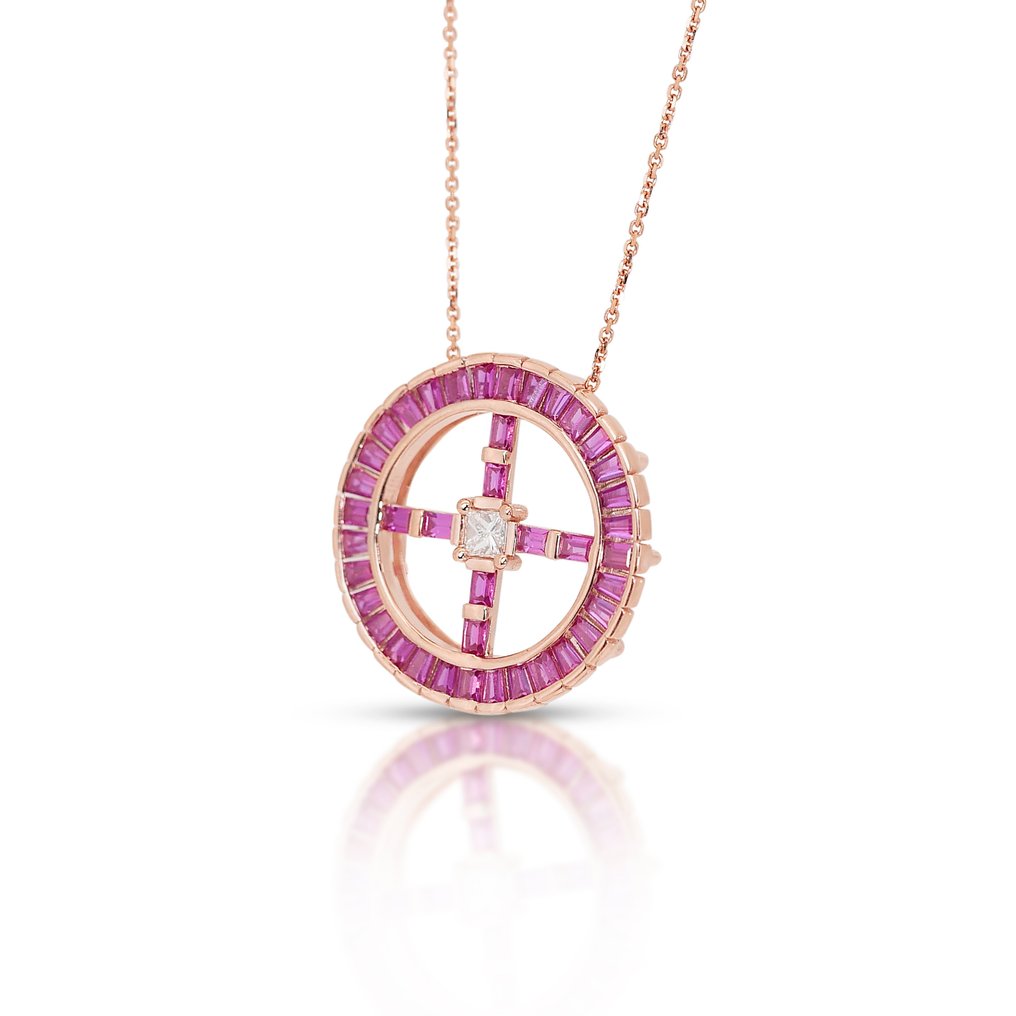Collana Oro rosa Diamante  (Naturale) - Zaffiro #2.1