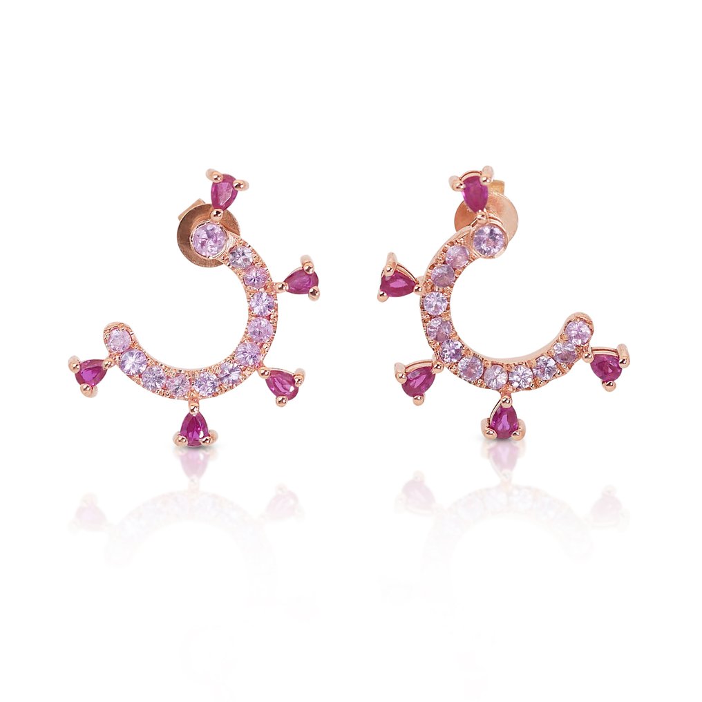 Earrings Rose gold Ruby - Sapphire  #2.1
