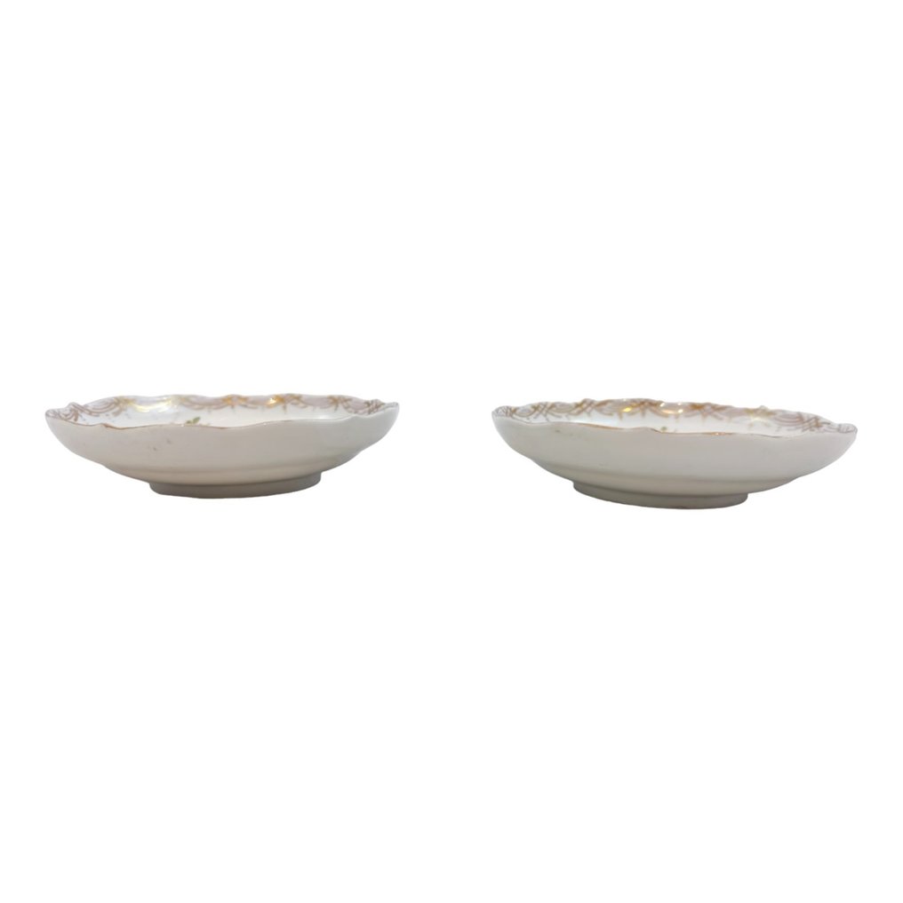 Meissen - Pair of floral bowls with gilt scalloped rims - Platillo (2) - Porcelana #1.2