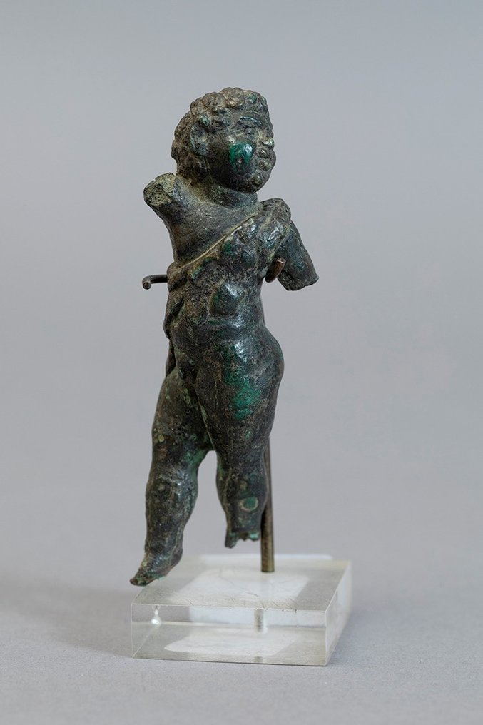 Roma Antiga Bronze Escultura de fauno sátiro dançante. Século I - III d.C. 7,2 cm H. Licença de exportação espanhola. #1.1