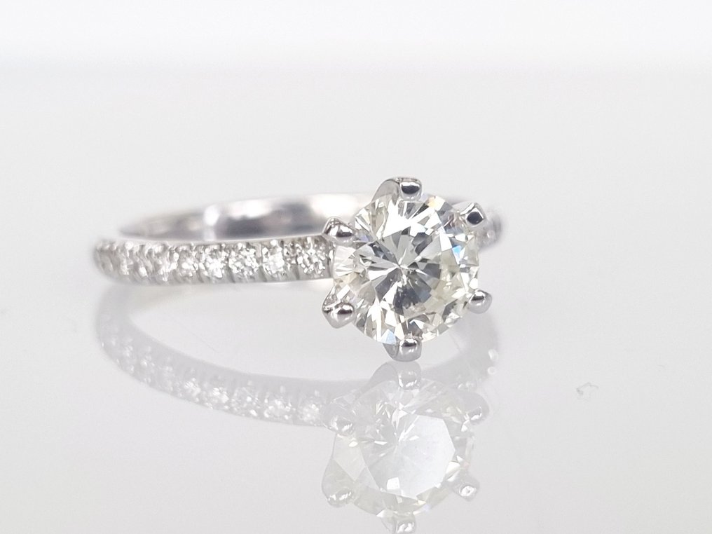 Engagement ring - 14 kt. White gold -  1.21 tw. Diamond  (Natural) - Diamond #2.1