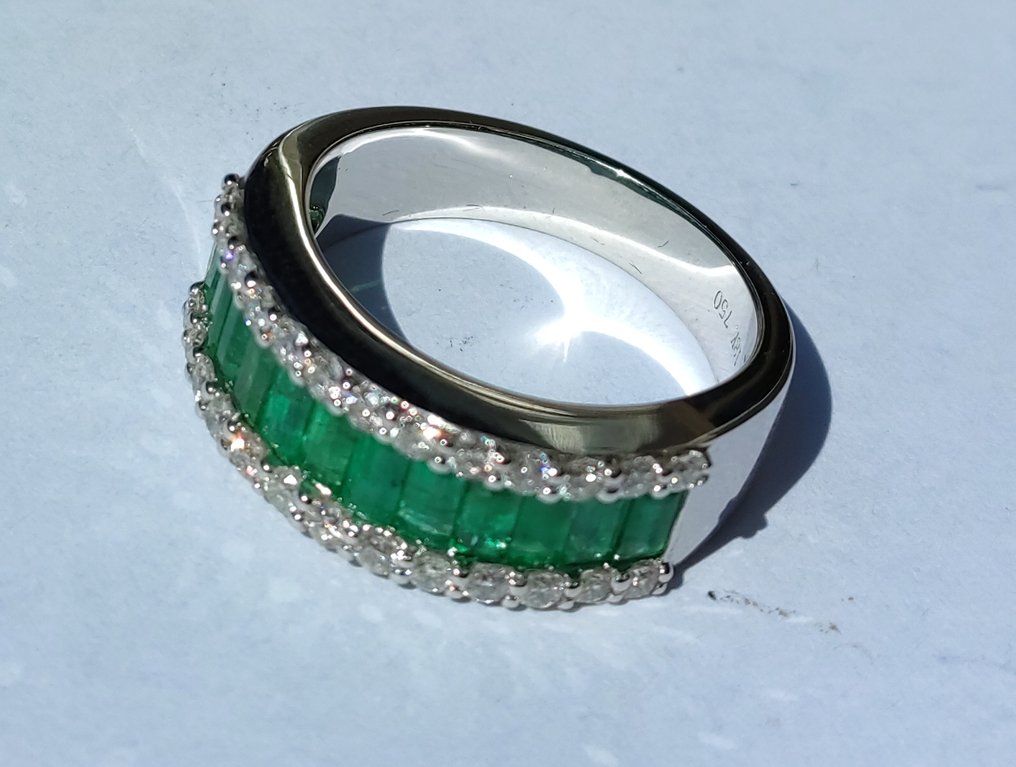 Ring - 18 karat Hvitt gull Smaragd - Diamant #2.2