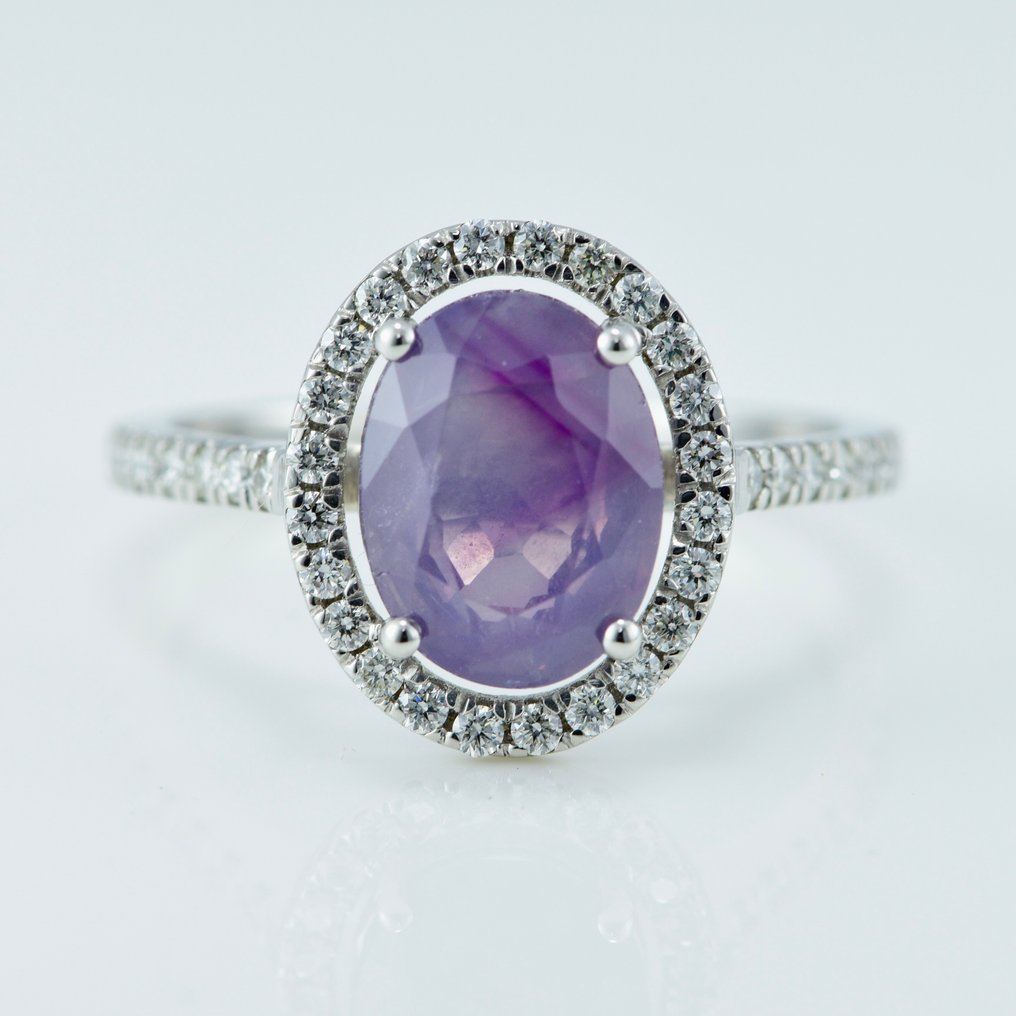 Inel Platină -  2.95ct. tw. Safir - Diamant - Safir de origine Kashmir #1.1