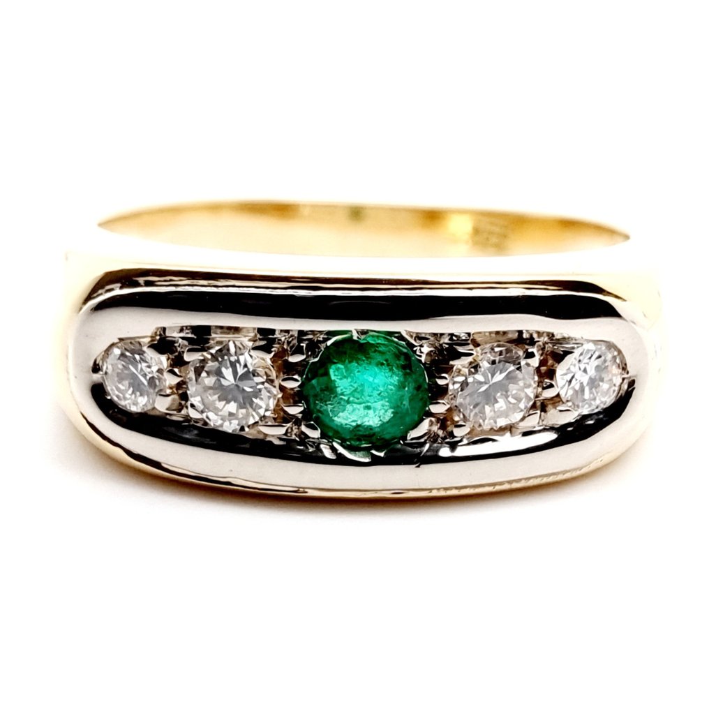 Ring Yellow gold Emerald - Diamond #1.1