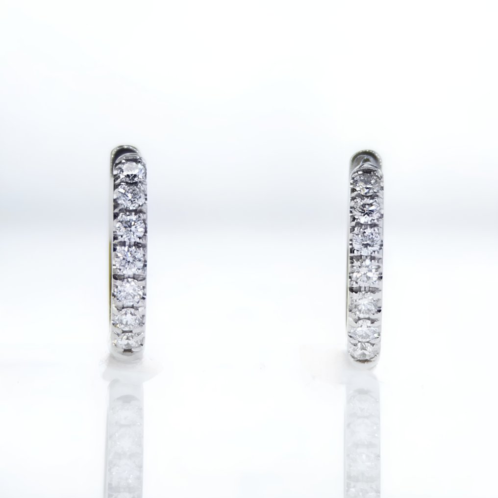 Pendientes de aro - 14 quilates Oro blanco -  0.34ct. tw. Diamante  (Natural) #1.1