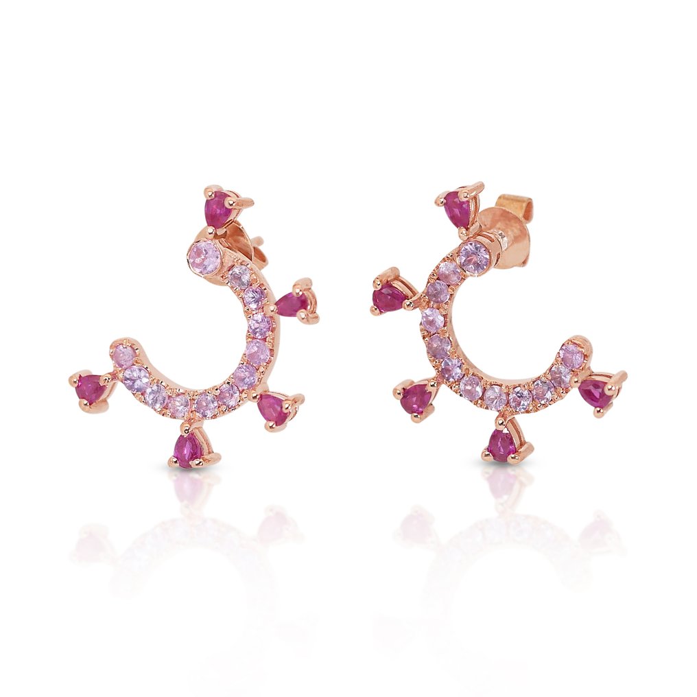 Earrings Rose gold Ruby - Sapphire  #1.2