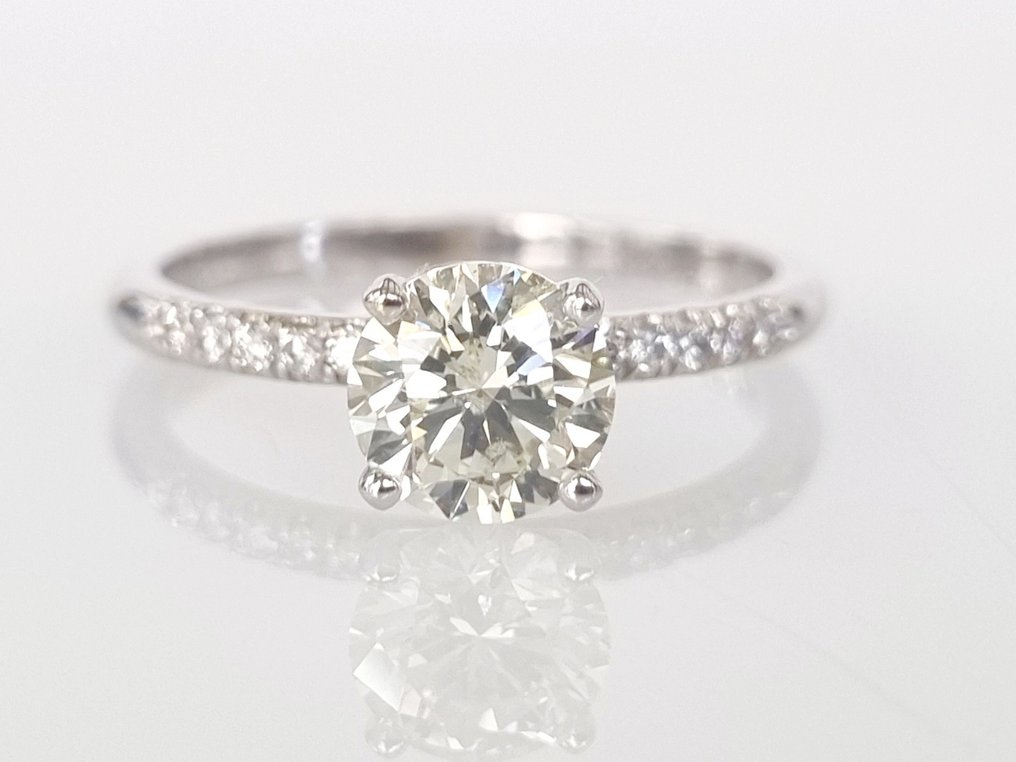 Anillo de compromiso - 14 quilates Oro blanco -  1.13 tw. Diamante  (Natural) - Diamante #1.1