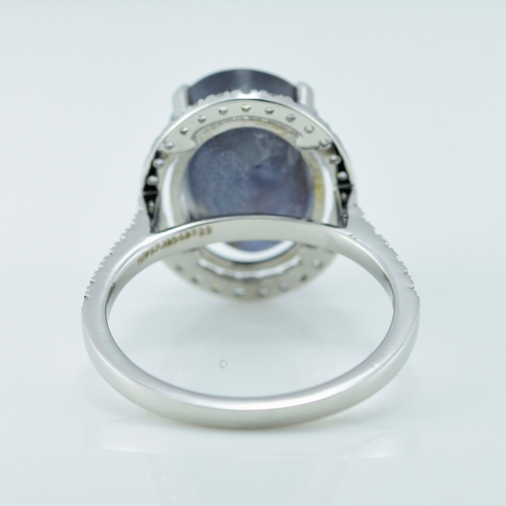Ring Platinum -  10.42ct. tw. Star Sapphire - Diamond - Engagement ring #3.1